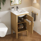 18" Bathroom Cabinet with Storage and Ceramic Sink
