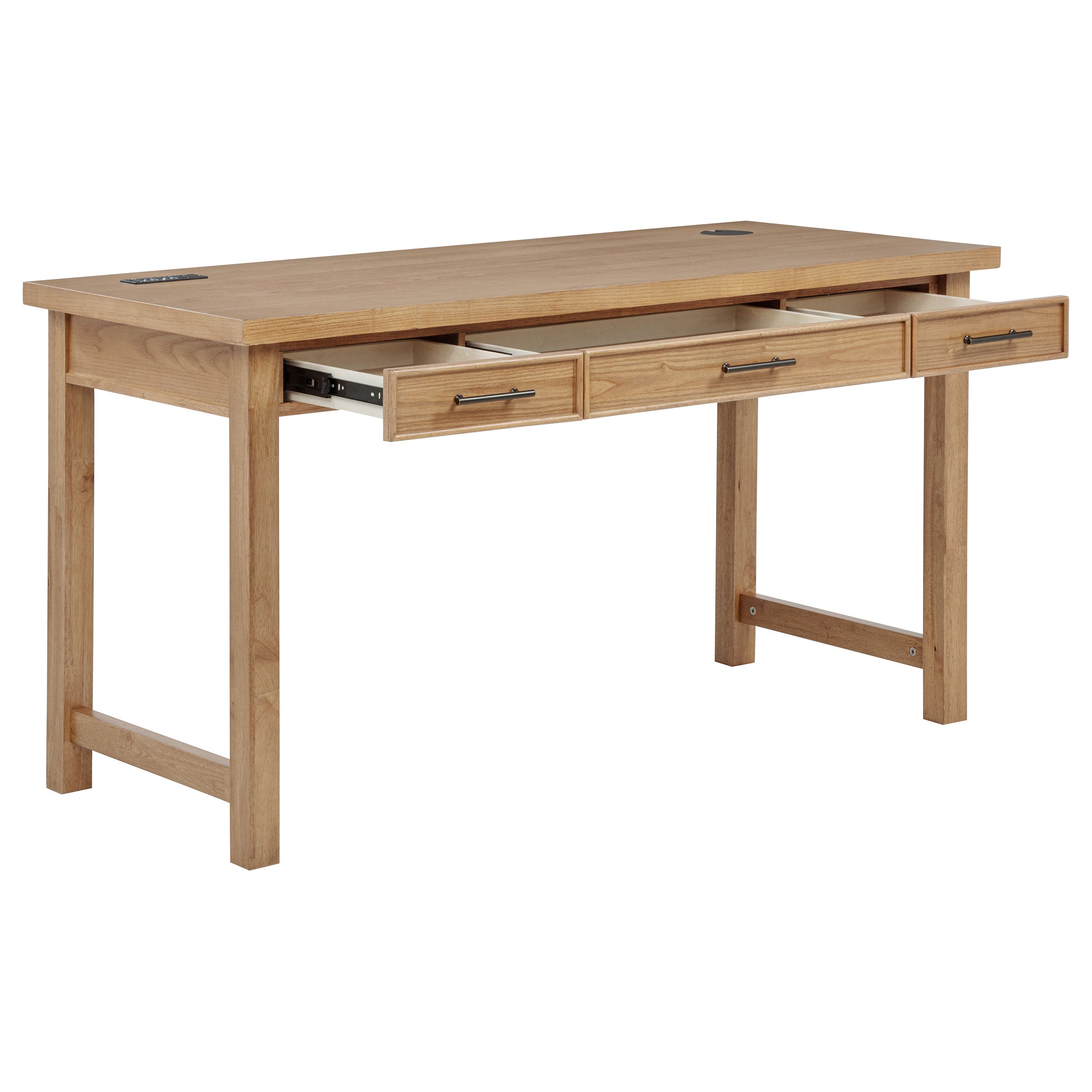 Vermes 55-inch 3-drawer Writing Desk with Power Outlet Light Ash-