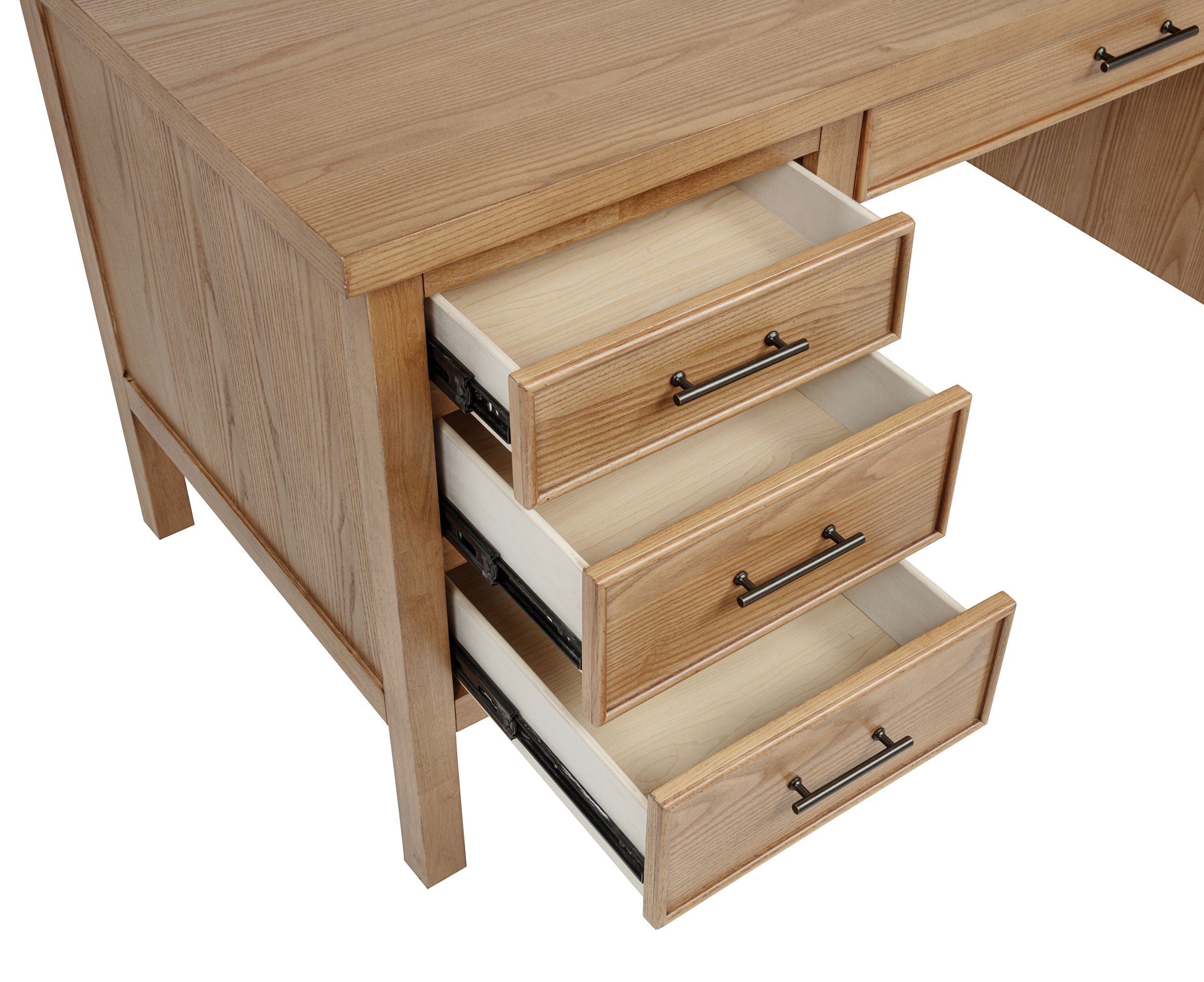 Vermes 66-inch 7-drawer Computer Desk with Power Outlet Light Ash-