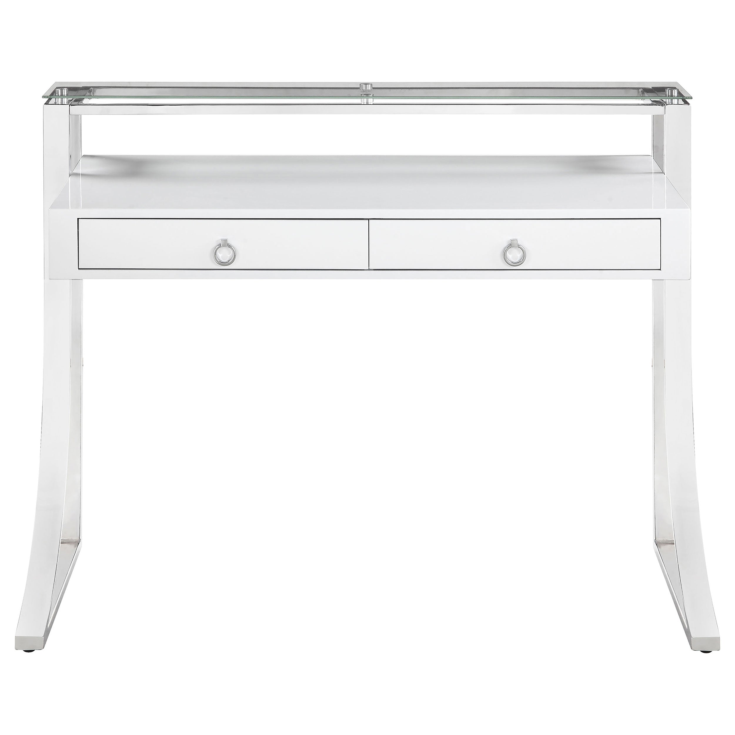 Gemma 48-inch 2-drawer Writing Desk White High Gloss-CoasterEssence