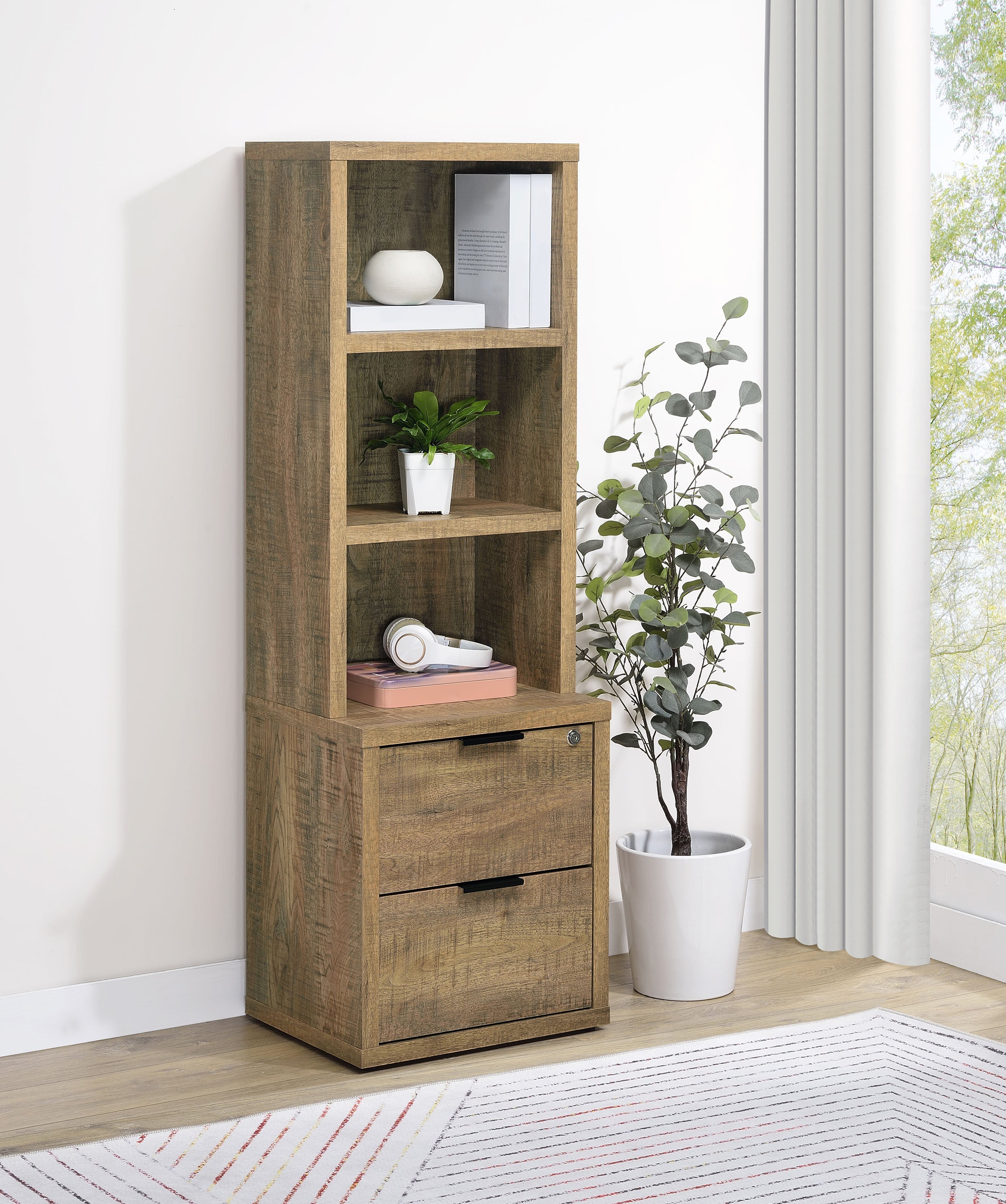 Westpark 3-shelf Bookcase USB and Lockable Drawer Mango-