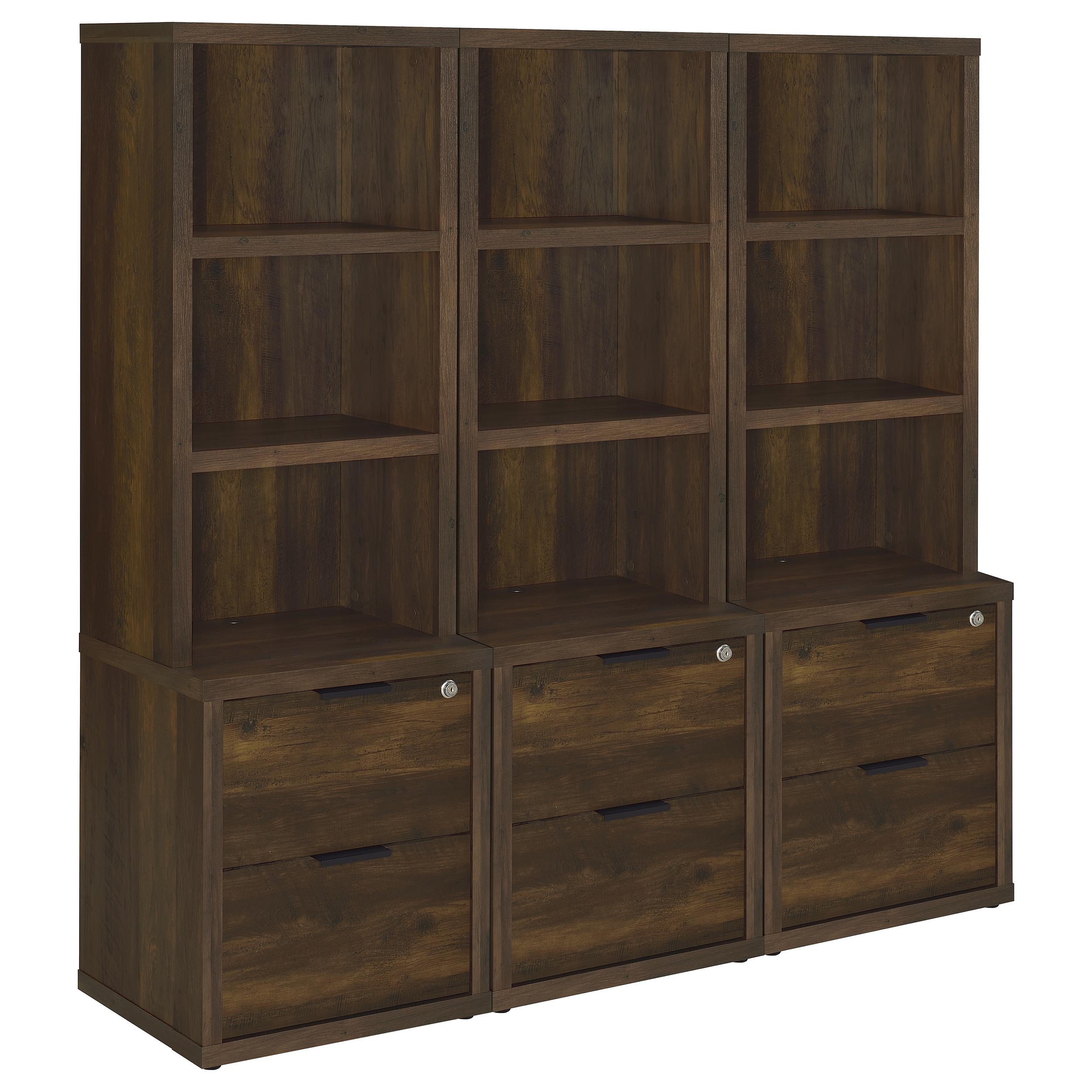 Westpark 3-piece Wall Unit Bookcase Set with USB Dark Pine-
