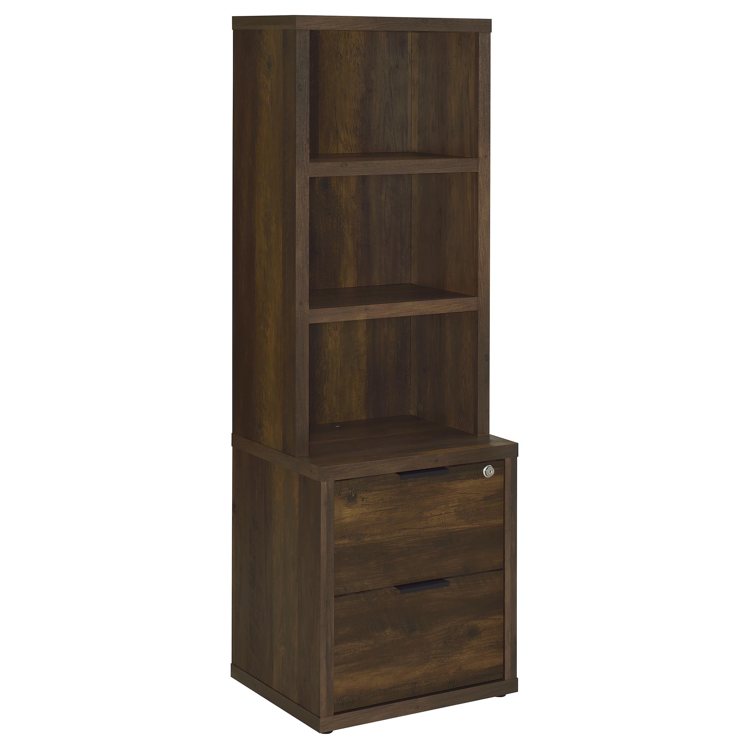 Westpark 3-shelf Bookcase USB and Lockable Drawer Dark Pine-
