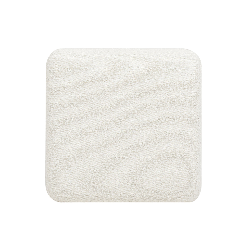 Lucia Backless Upholstered Counter Stool, 25.5-Inch, White Boucle
