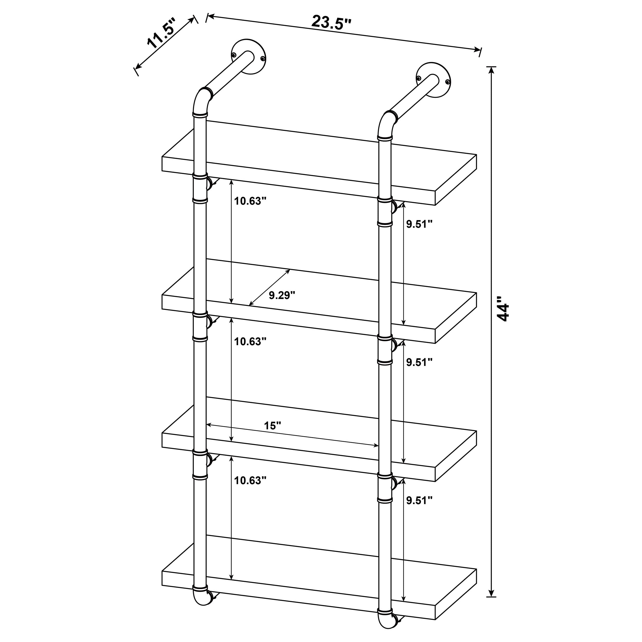 Elmcrest 24-inch 4-shelf Wall Bookshelf Rustic Oak-CoasterEveryday