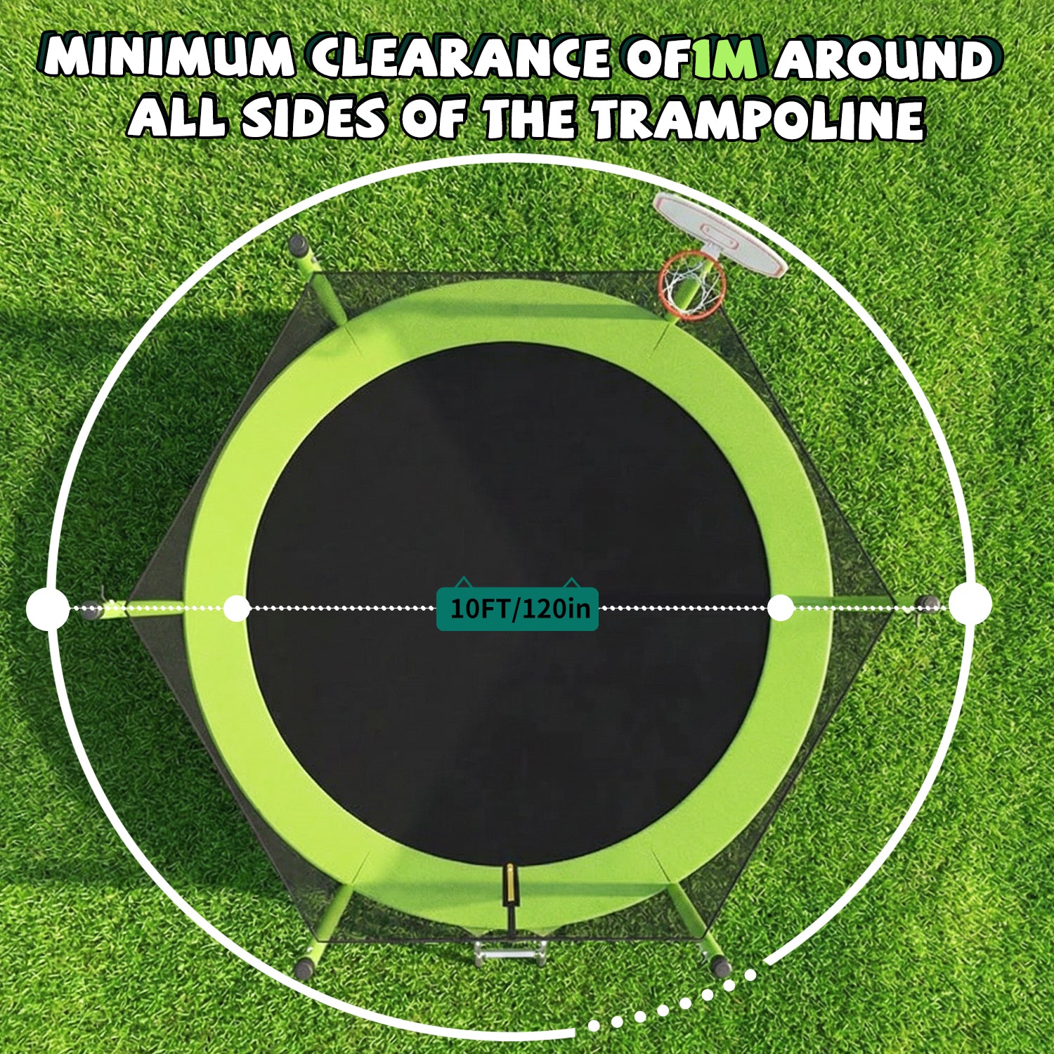 10FT Kids Trampoline with Basketball Hoop and Ladder