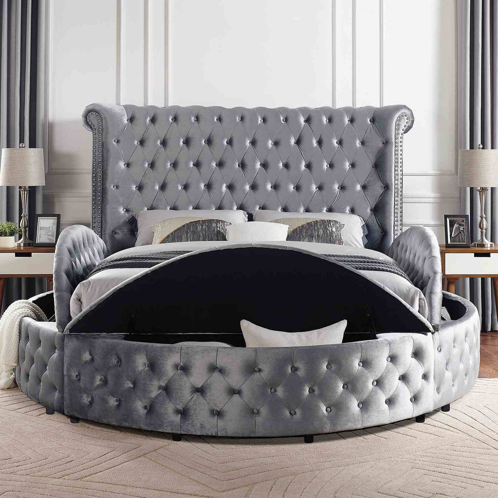 1pc Unique Round Glam Bed