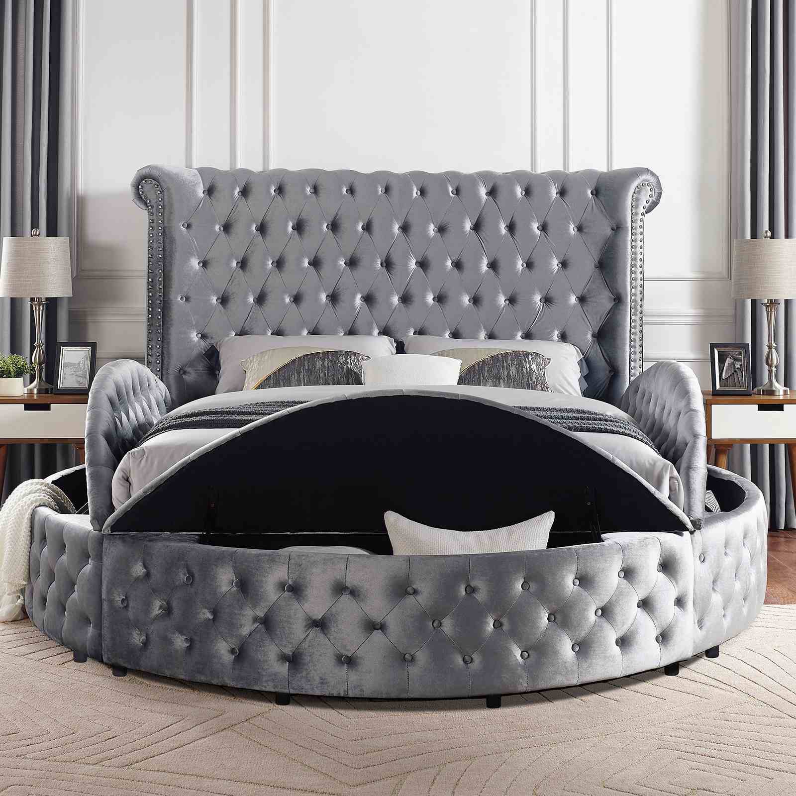 1pc Unique Round Glam Bed