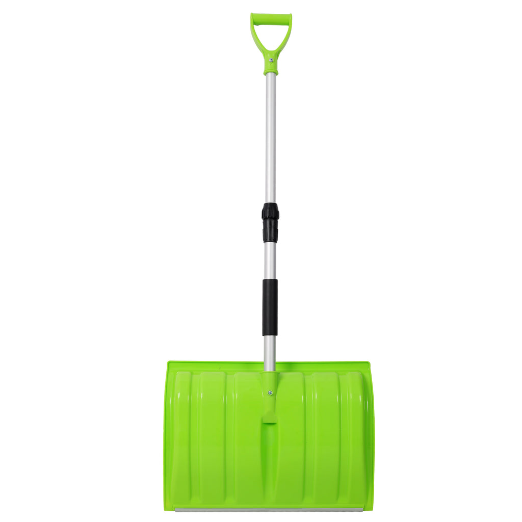 Portable Adjustable Height Snow Shovel with D-Grip Handle, 19-Inch Blade, Green