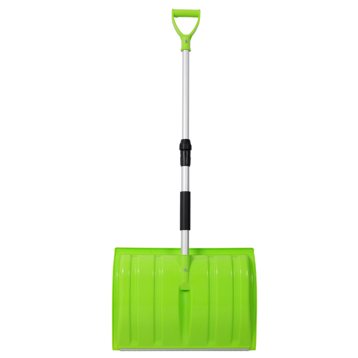 Portable Adjustable Height Snow Shovel with D-Grip Handle, 19-Inch Blade, Green