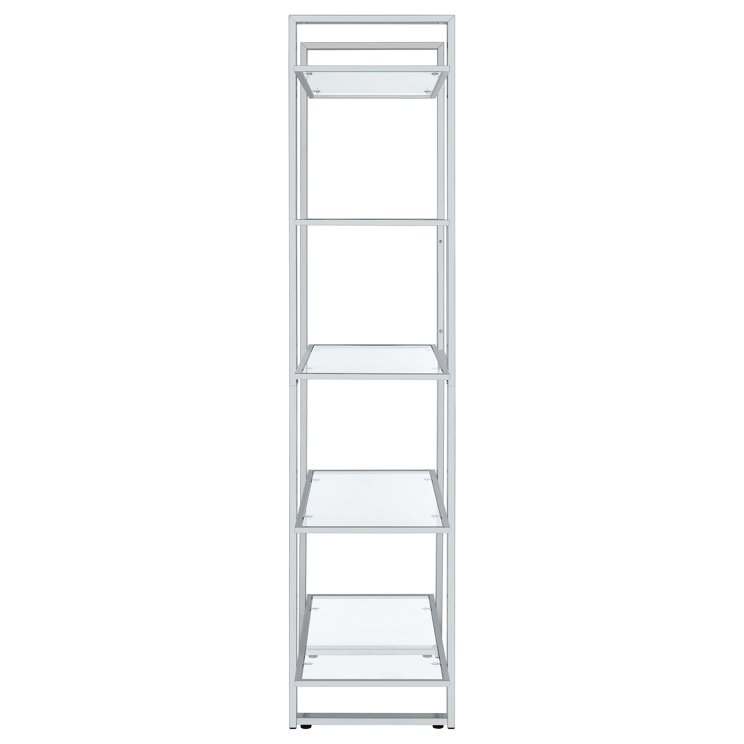 Hartford 79-inch 5-shelf Glass Bookshelf Chrome-CoasterEssence