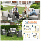 4-Piece All Weather Wicker Patio Conversation Set
