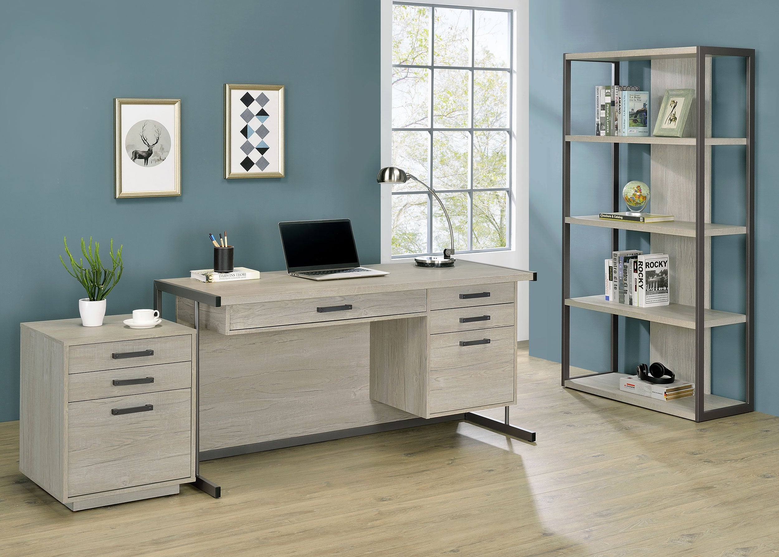 Loomis 3-drawer Home Office File Cabinet Whitewashed Grey-CoasterEssence