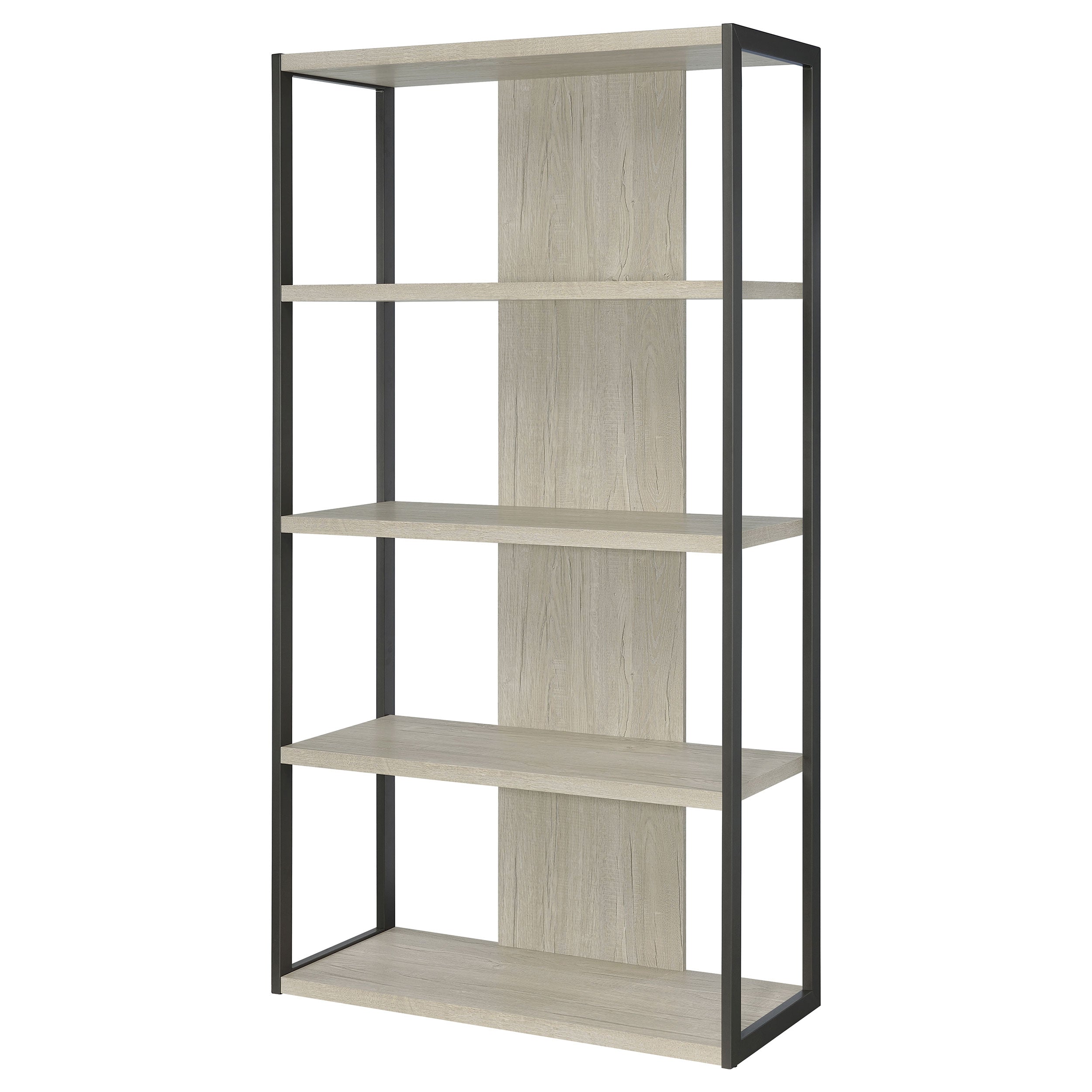 Loomis 72-inch 4-shelf Bookshelf Whitewashed Grey-CoasterEssence