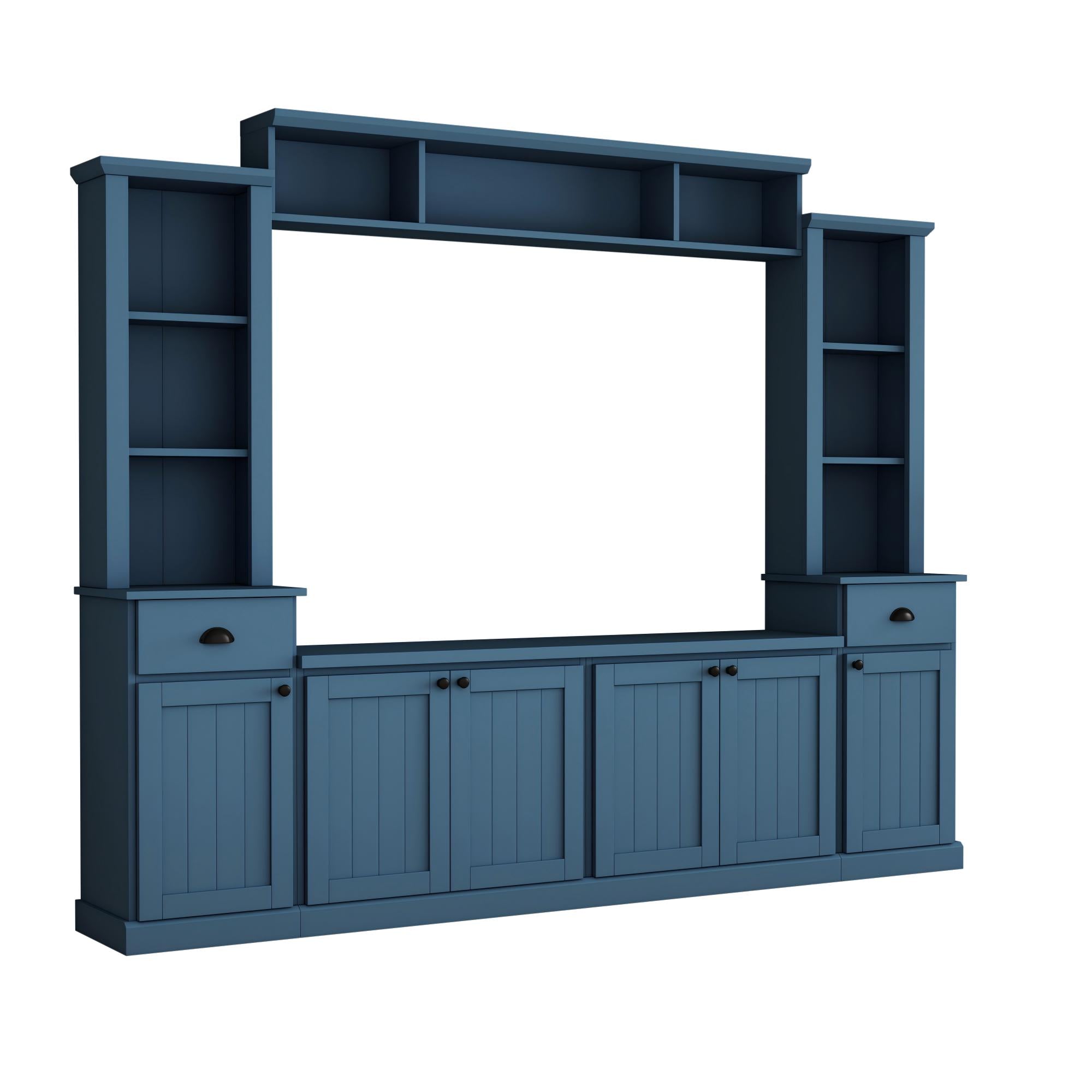Minimalist Entertainment Wall Unit with Bridge for TVs Up to 75''