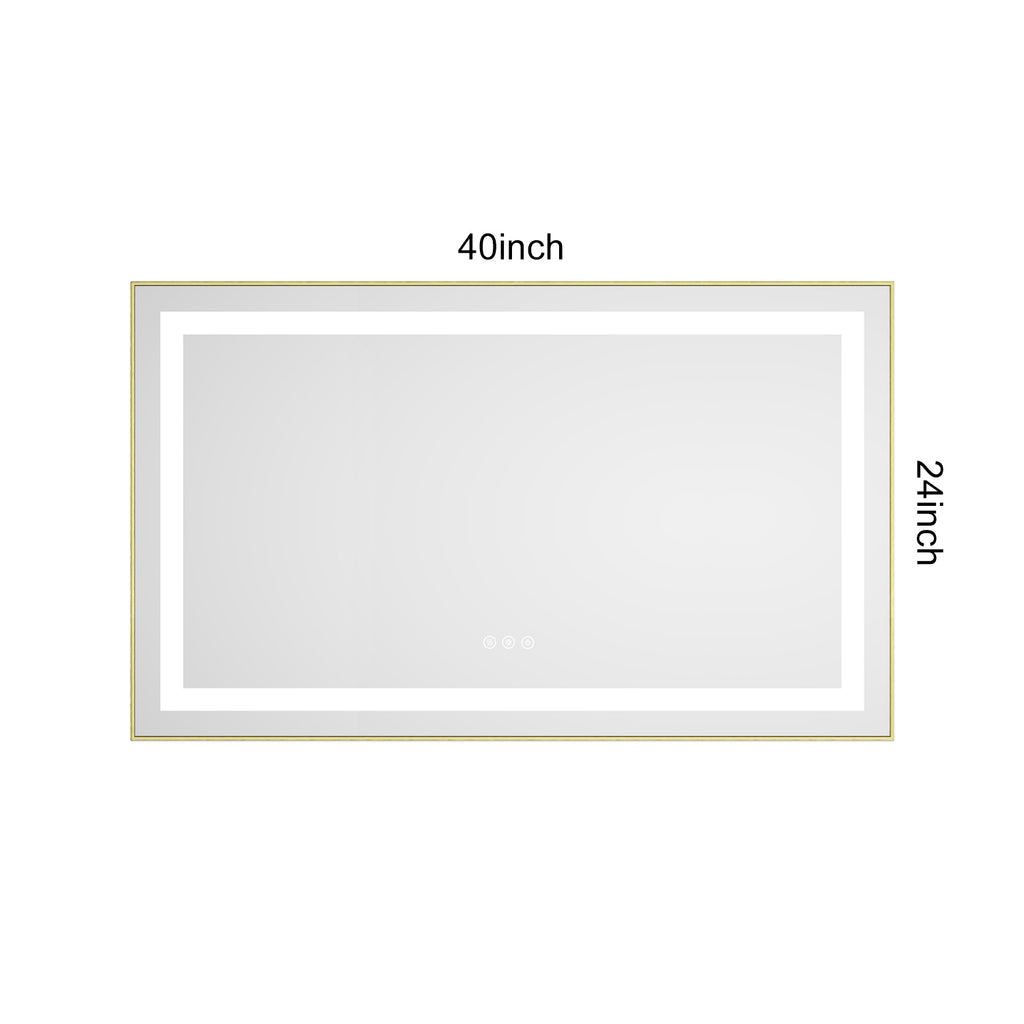 40 x 24 Inch LED Bathroom Mirror with Front and Backlight