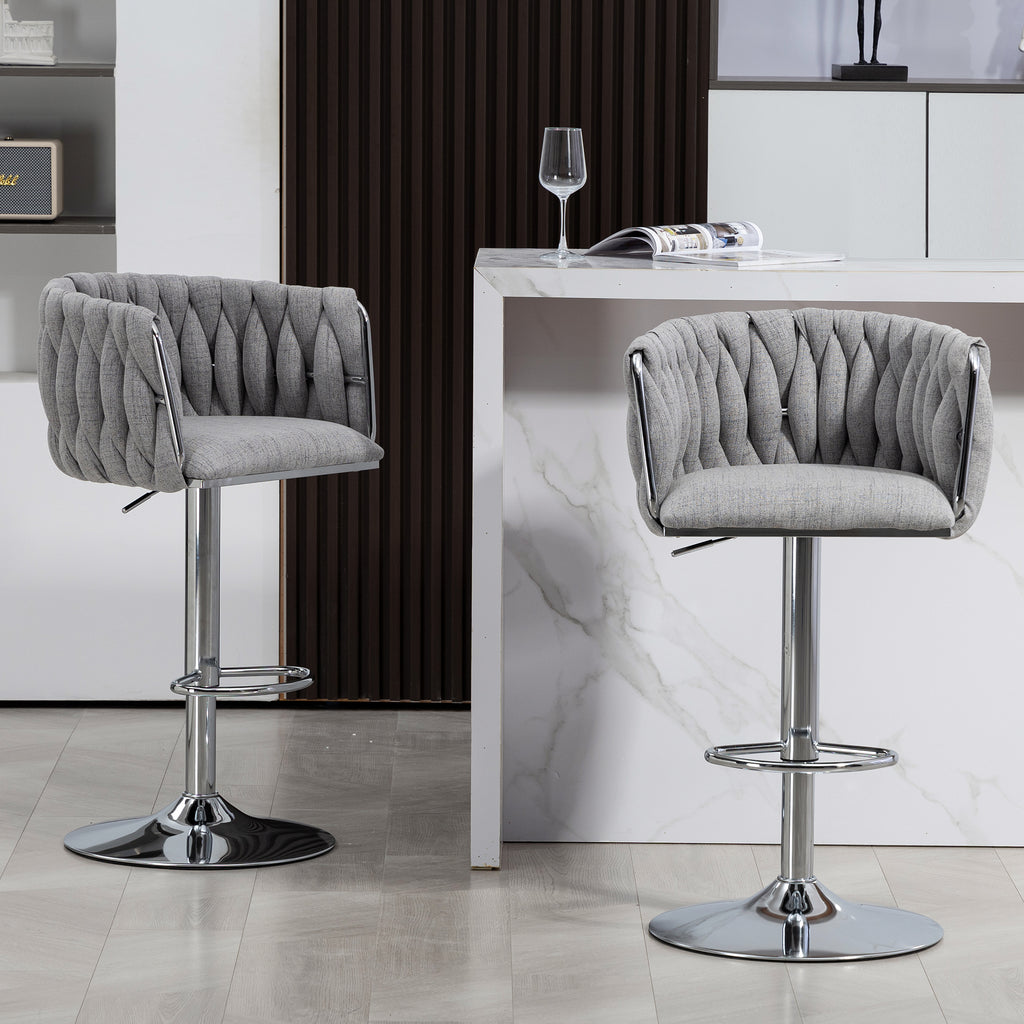 360° Fabric Cover Swivel Bar Stools Set of 2