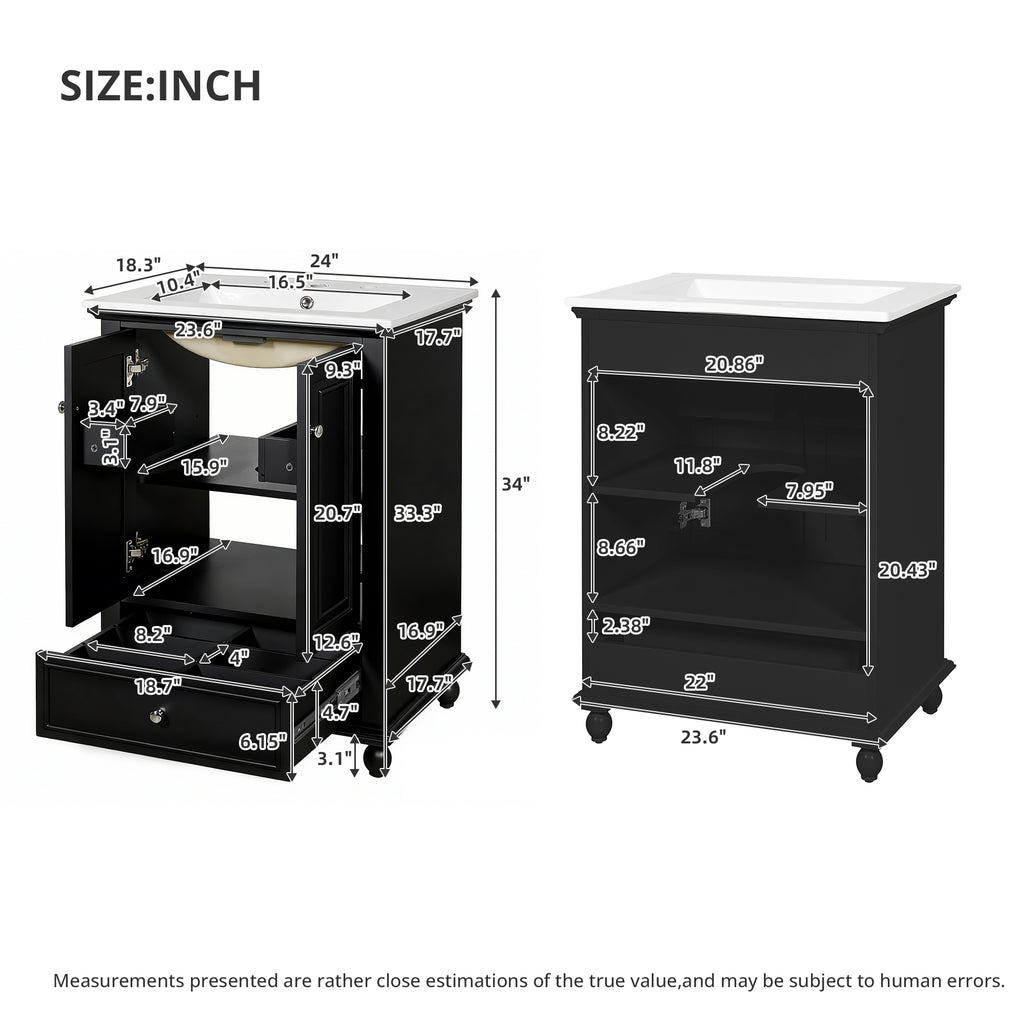 24'' Bathroom Vanity with Ceramic Sink