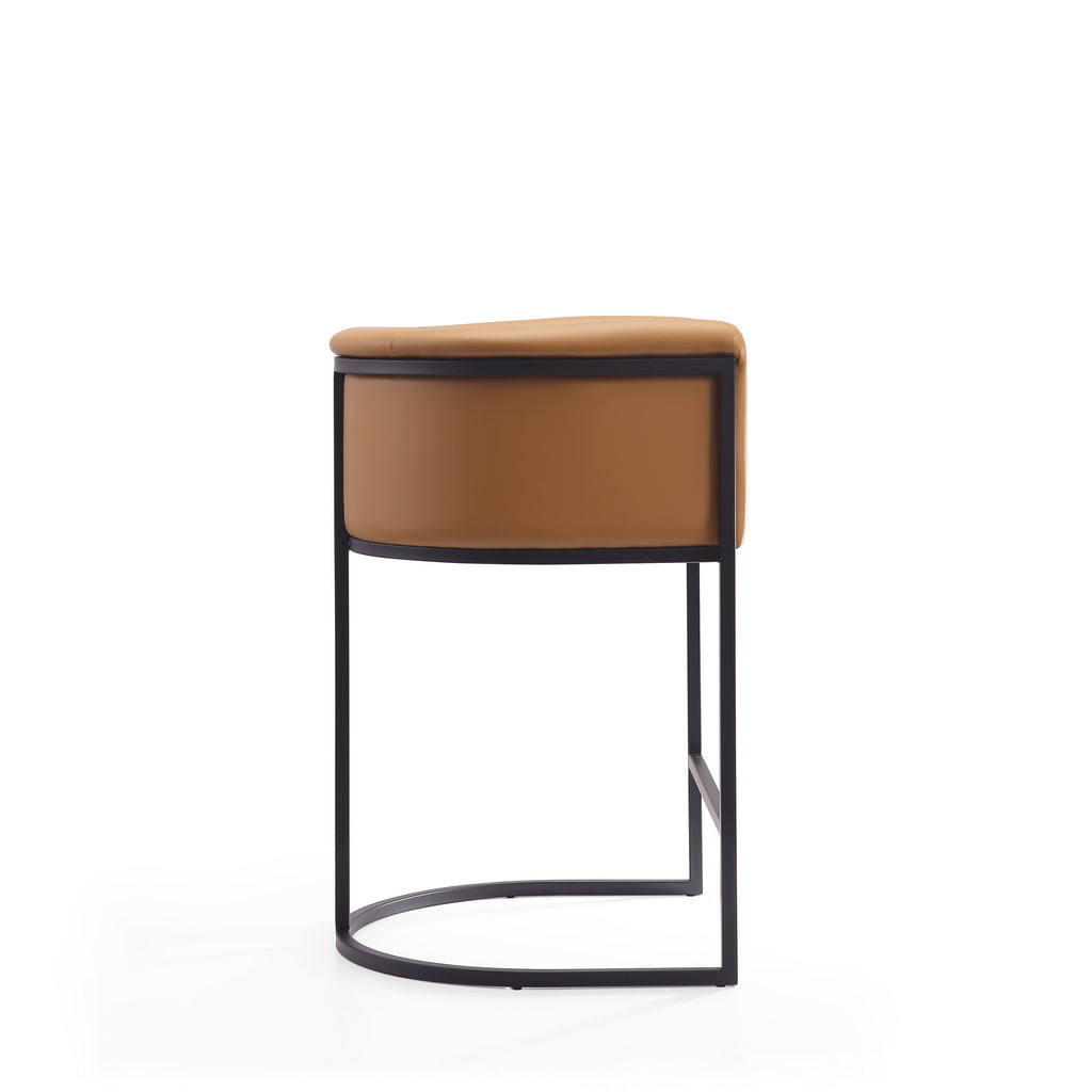 Cosmopolitan Metal Upholstered Counter Stool in Camel