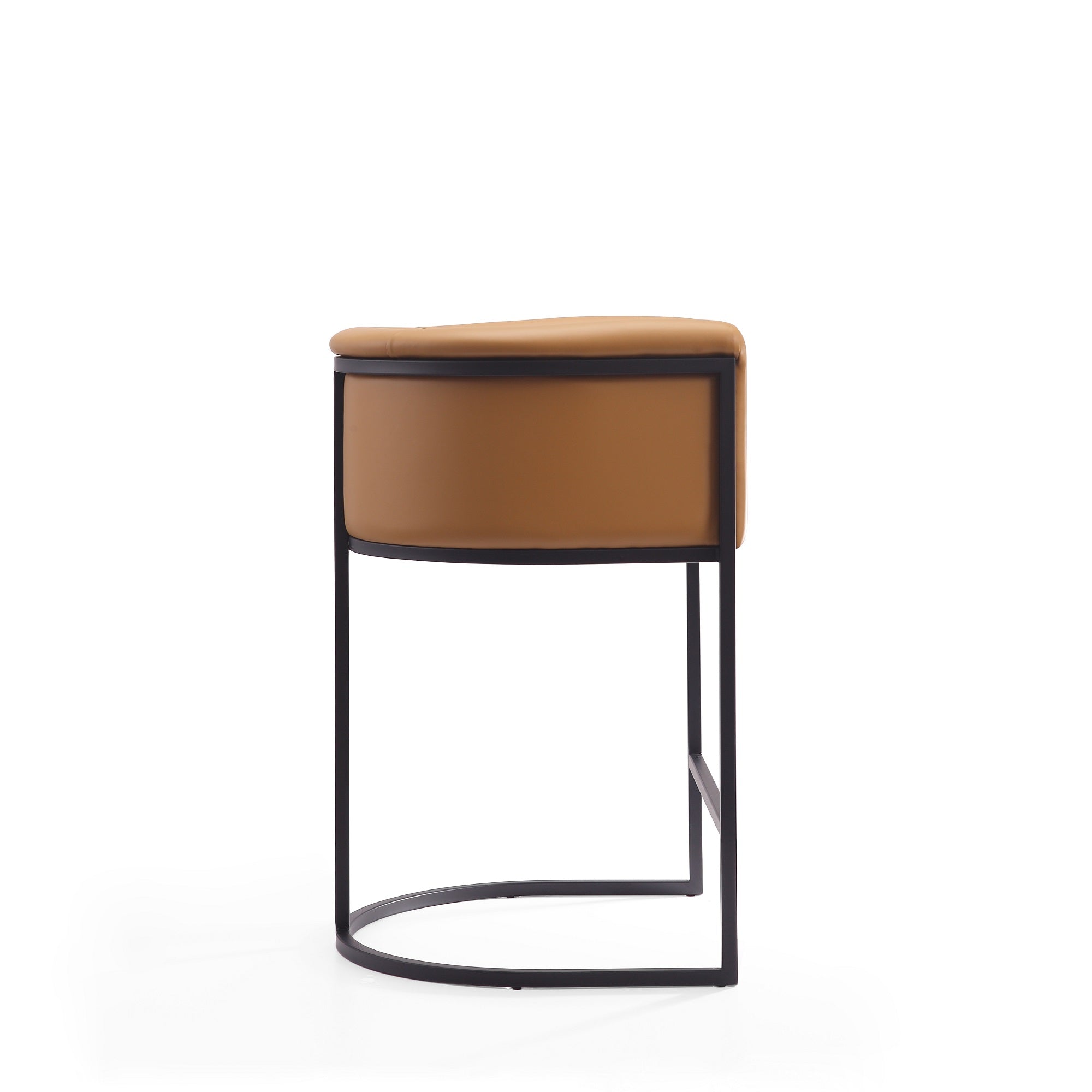Cosmopolitan Metal Upholstered Counter Stool in Camel