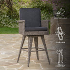 30" Outdoor Wicker Swivel Barstool with Water Resistant Cushion