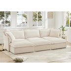 Living Room Sofa Slipcovered Sofa 3 Seater Sofa With 3 Ottomans