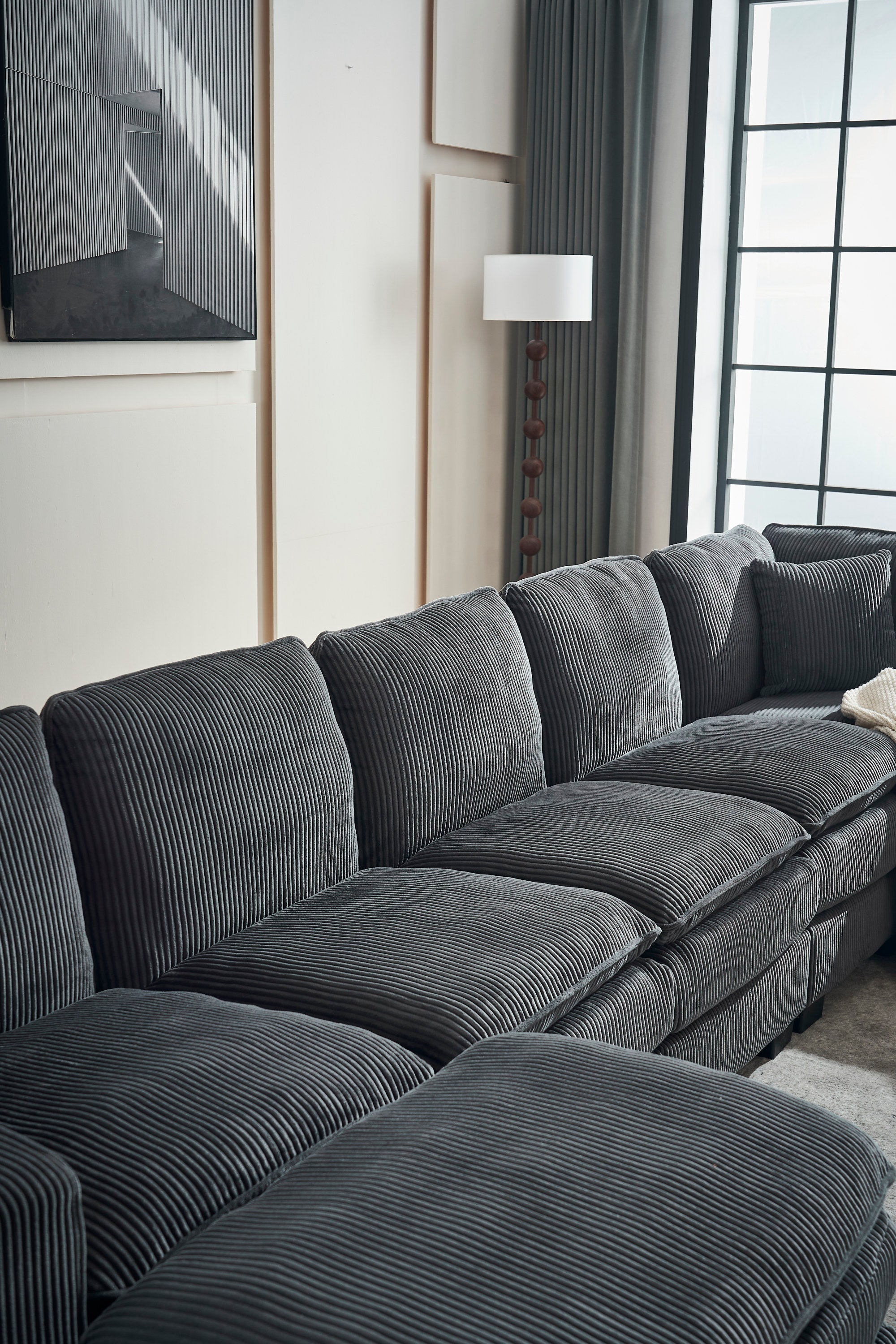 Modern U Shaped 6-Seat Sectional Sofa with Ottoman