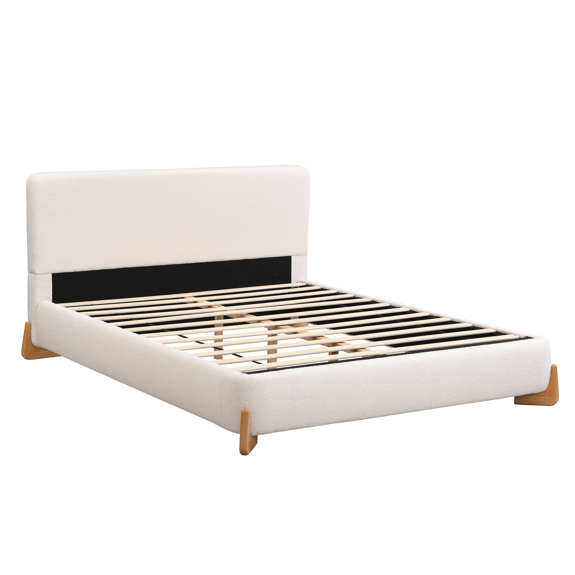 Elegant Boucle Upholstered Bed in Queen Size
