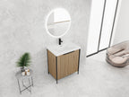 30" Freestanding Bathroom Vanity with Resin Sink & 2 Soft-Close Cabinet Doors