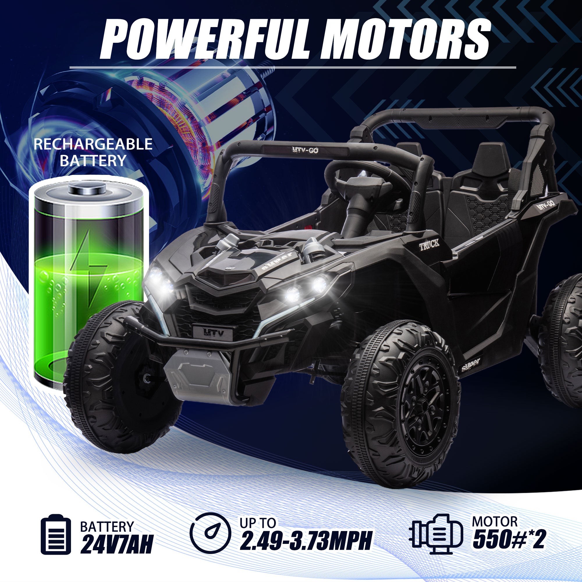 24V Two-Seater Kids Ride On UTV with Remote Control