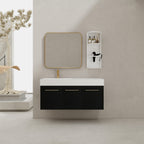 48 Inch Wall-Mounted Bathroom Vanity with Sink and Storage Rack