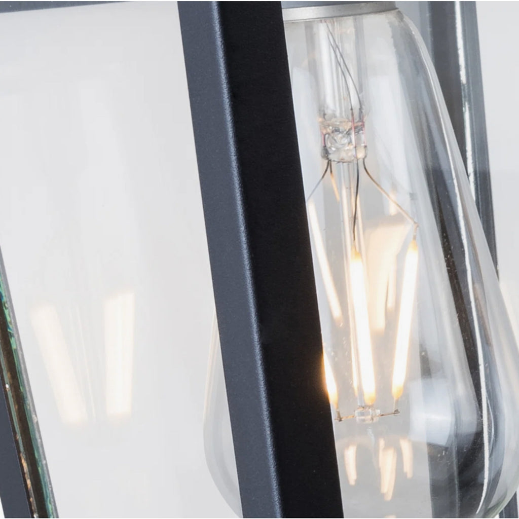 13-Inch Dusk to Dawn Outdoor Wall Light, Modern Black Metal and Glass