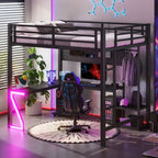 Full Loft Bed with L-shaped Desk and USB Ports