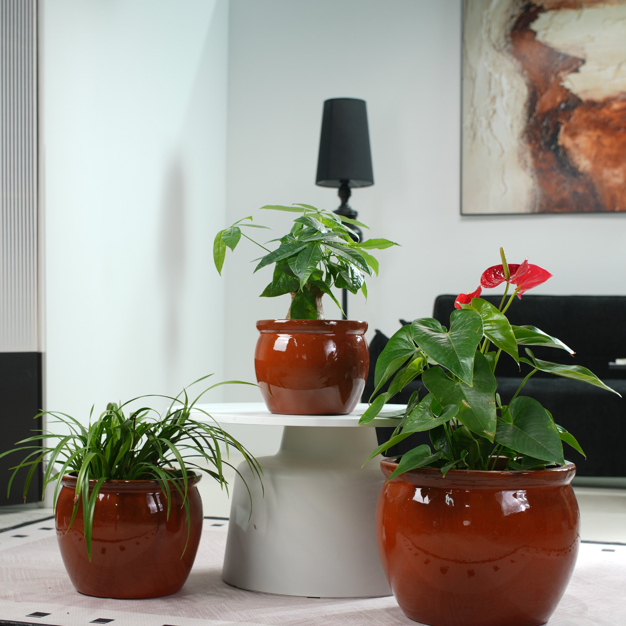 Handmade Rust-Red Ceramic Plant Pots Set of 3