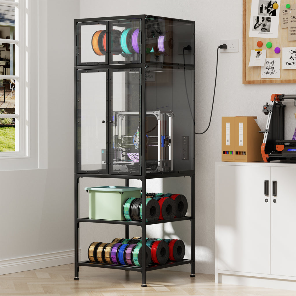 3D Printer Cabinet with Double Layer 3D Printer Filament Storage Rack