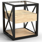 Modern End Table with Drawer - Nightstand for Bedroom & Living Room