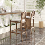 Panama 30.5" Curved Back Cane Rattan Bar Stool, Set of 2