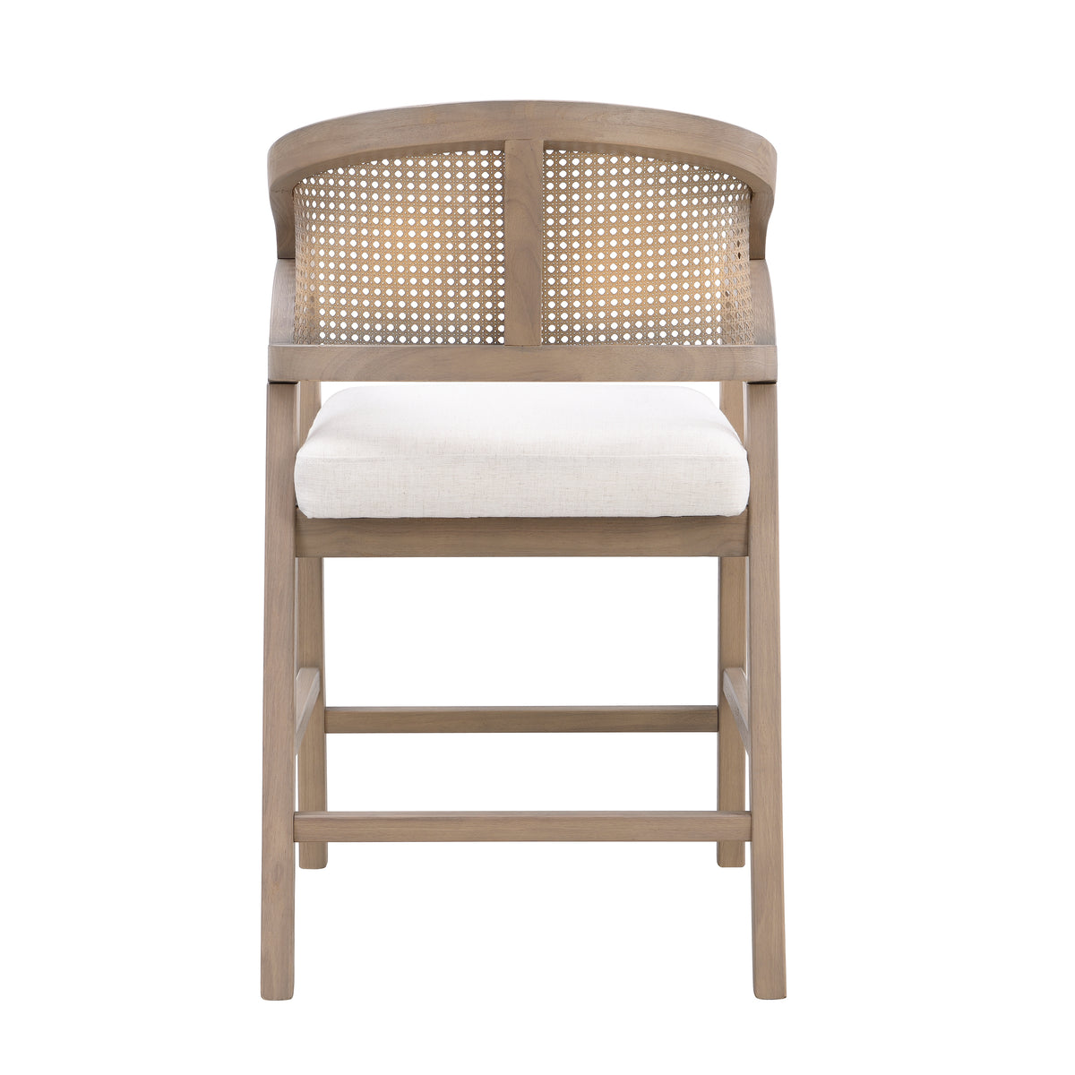 Wooden Frame Counter Stools with Rattan Back, Light Ash, Set of 2