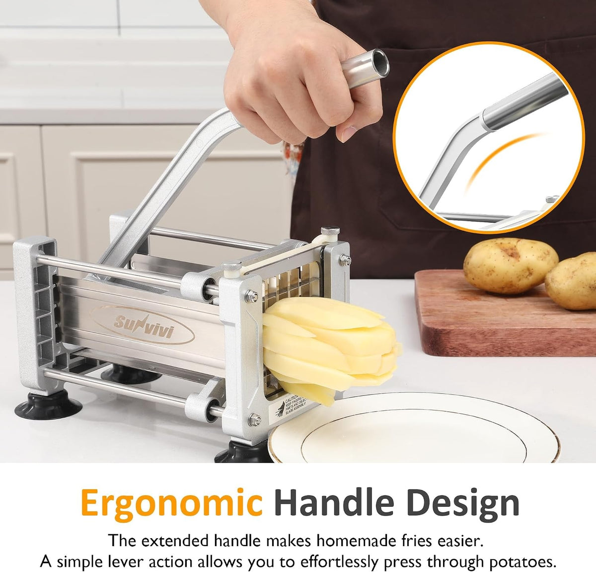 French Fry Cutter - Stainless Steel Potato Slicer