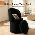 Upholstered Makeup Stool with Storage