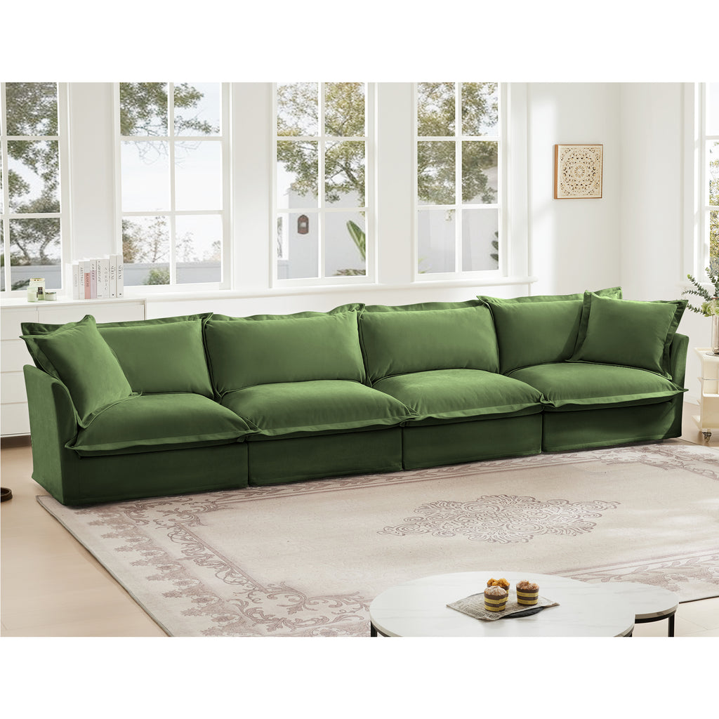 Slipcovered Long Sofa - 4 Seater with Removable Cover