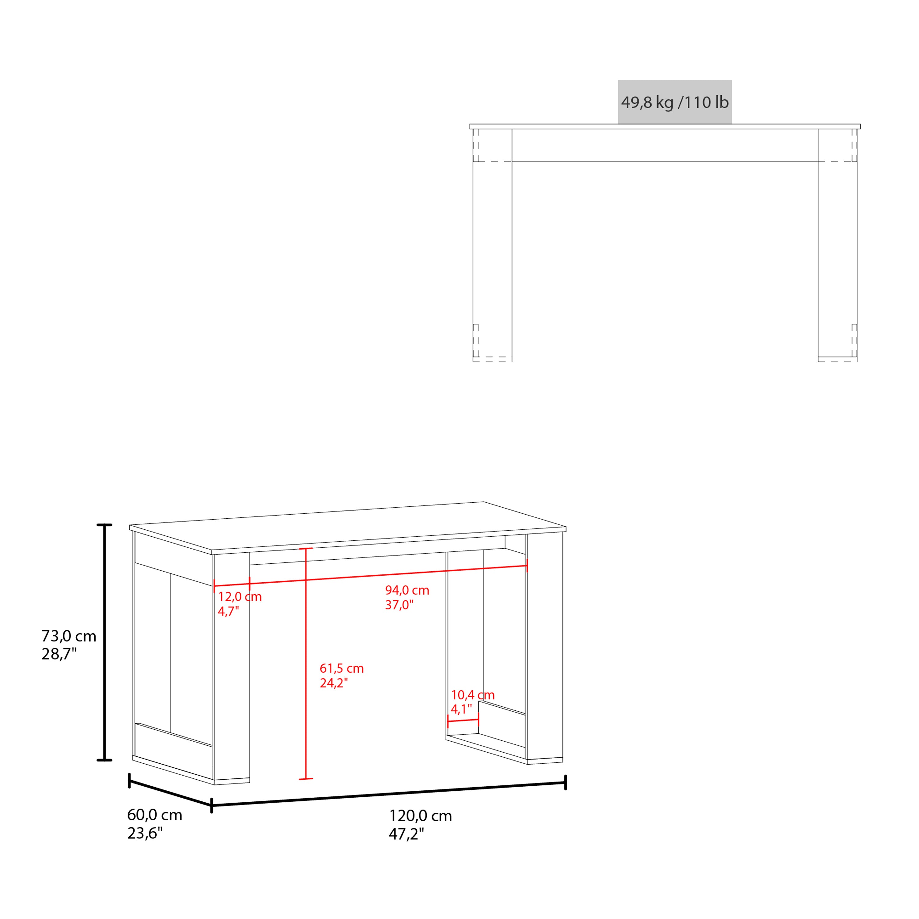 Aurora Writing Computer Desk with Ample Work Surface, Wengue