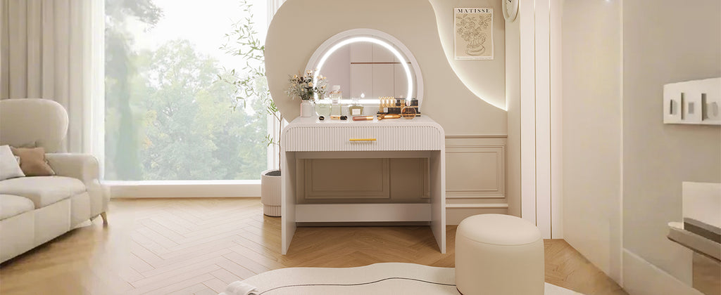 39" Makeup Vanity Table with Mirror Touch Screen Lighted Mirror