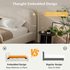 Queen Size Upholstered Bed With Boucle Fabric