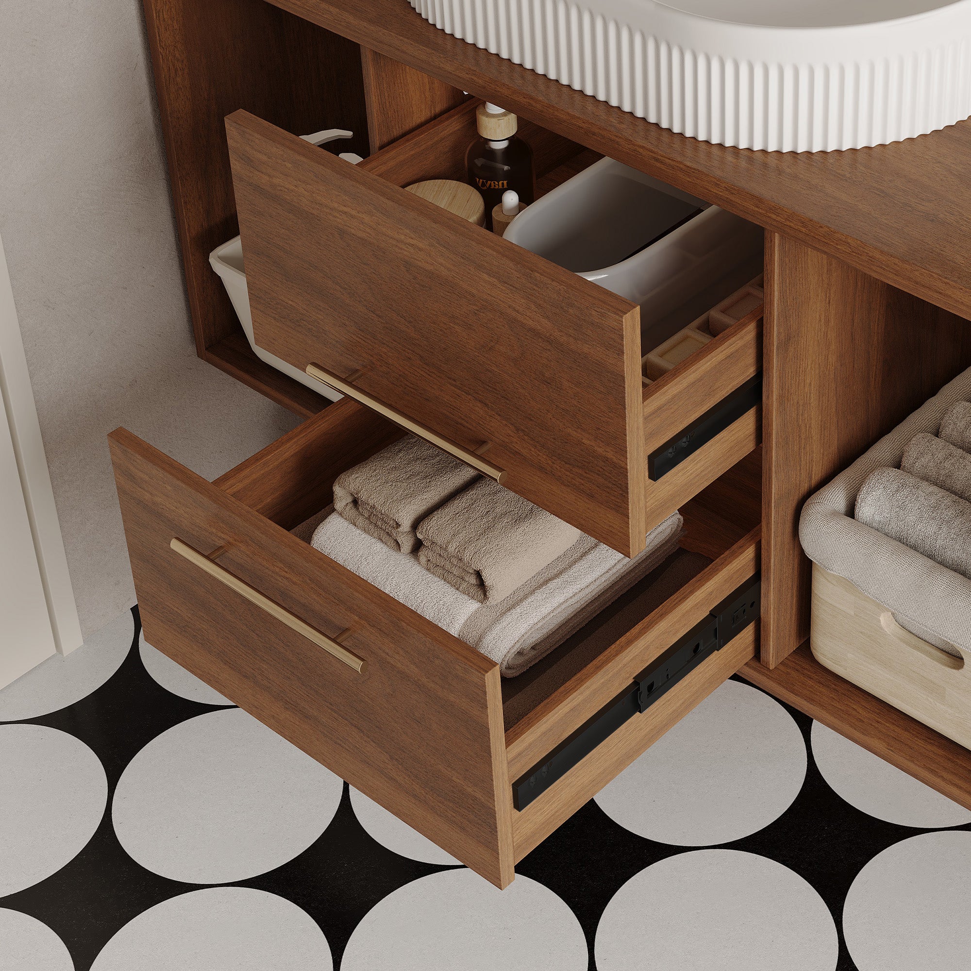 Wall-Mounted Bathroom Vanity with Ceramic Sink