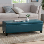 Upholstered PU Leather Storage Ottoman