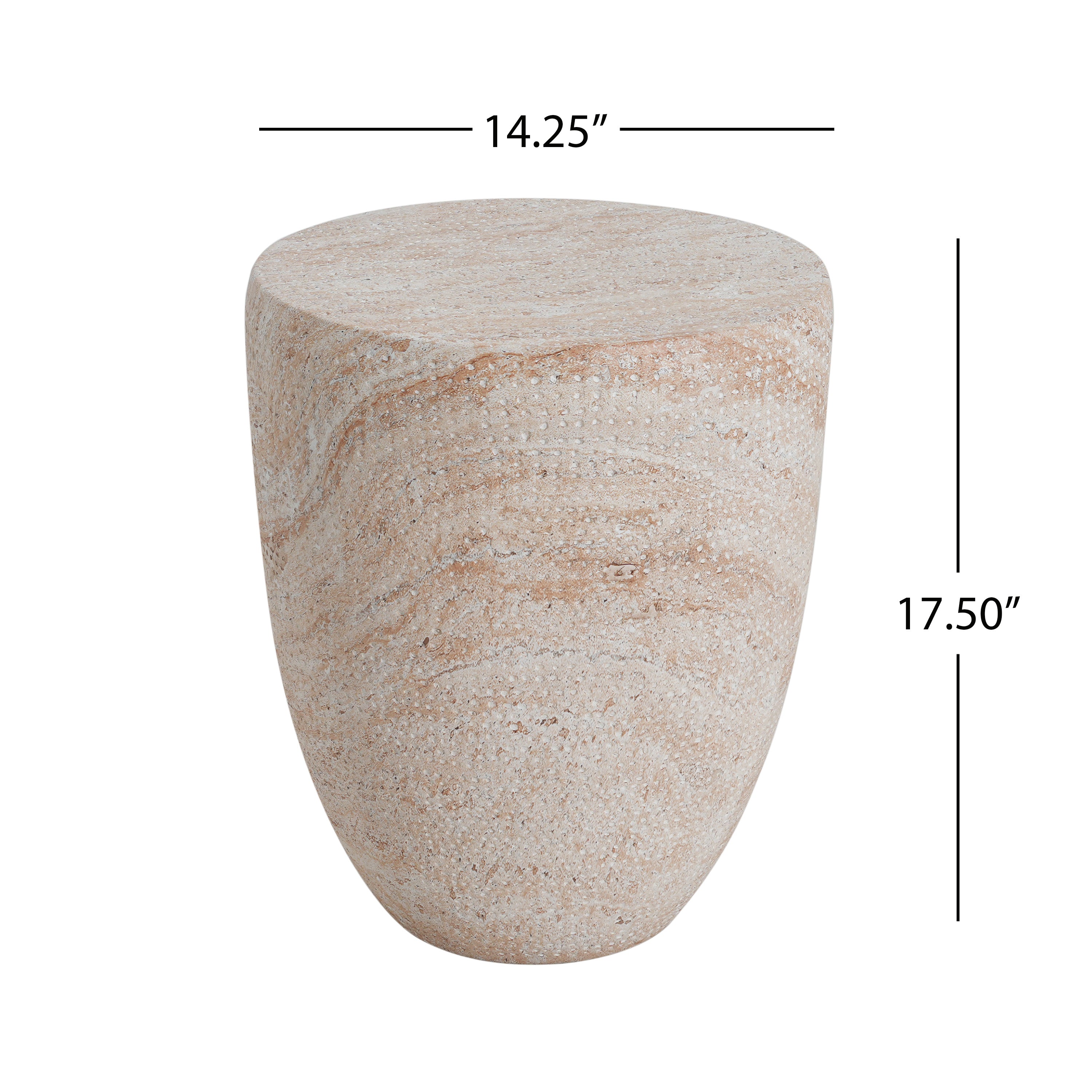 Outdoor/Indoor Lightweight Concrete Side Table - Travertine Finish