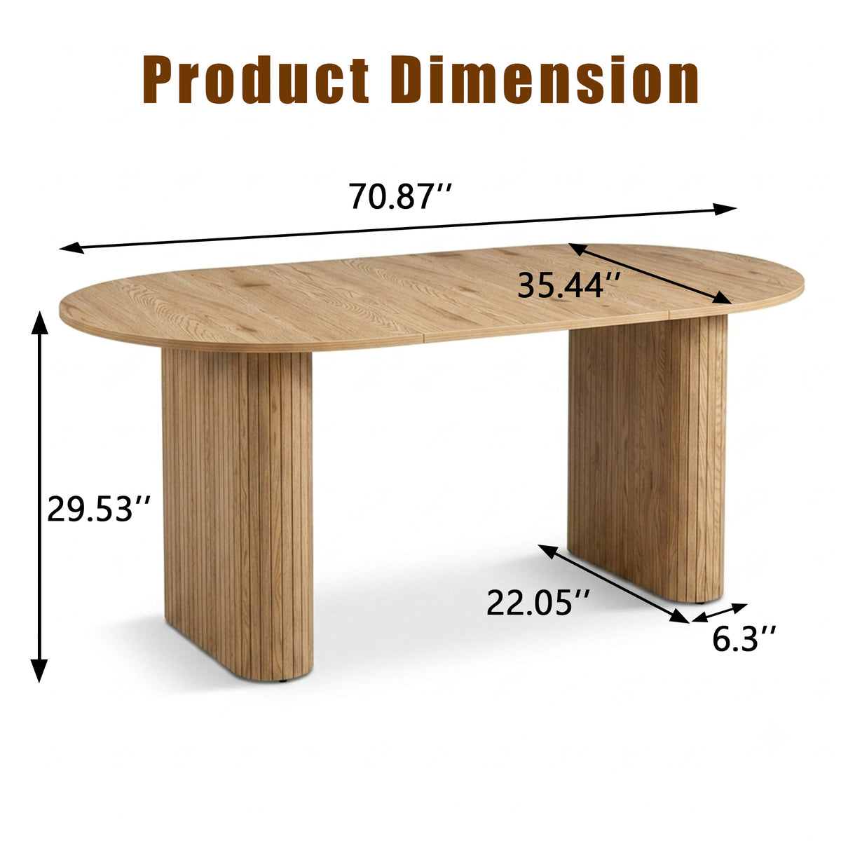 70.8" Oval Kitchen Table for 4-8 Persons