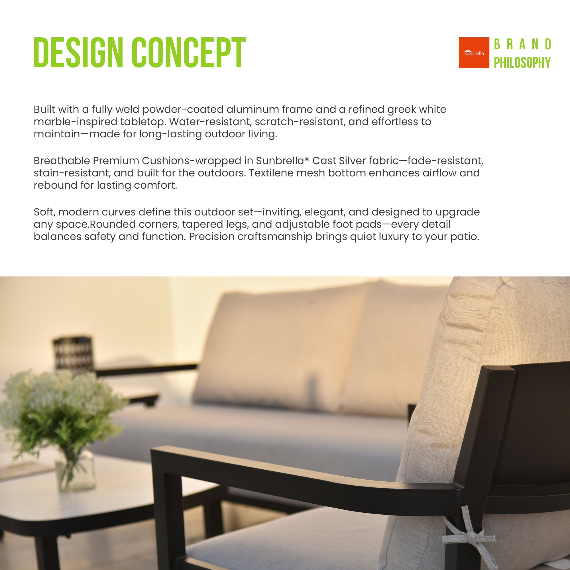 Modern Outdoor Fully Weld Lounge Chair – Premium Aluminum Frame in Ember