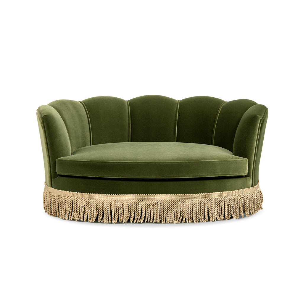 Clara 34.5" Scalloped Pet Sofa Bed, Medium, Olive